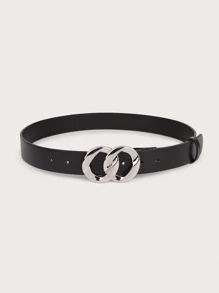 Cinturón Con Hebilla De Metal - Negro - Ver 2