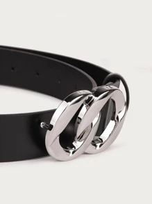 Cinturón Con Hebilla De Metal - Negro - Ver 5