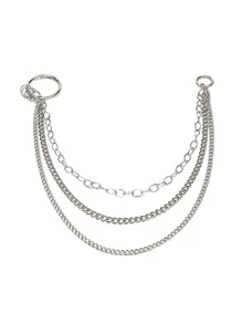 Layered Metal Pant Chain - Silver - View 3
