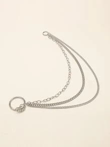 Layered Metal Pant Chain - Silver - View 4