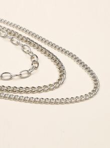 Layered Metal Pant Chain - Silver - View 5
