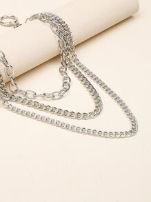 Layered Metal Pant Chain - Silver - View 7