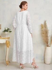 SHEIN Vestido roto túnica bajo asimétrico sin cinturón - Blanco - Ver 2