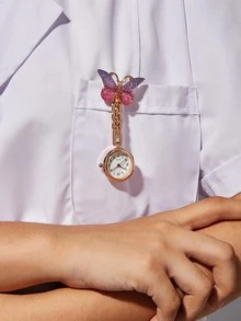 Broche de Reloj cuarzo con diseño de mariposa - Oro rosa - Ver 2