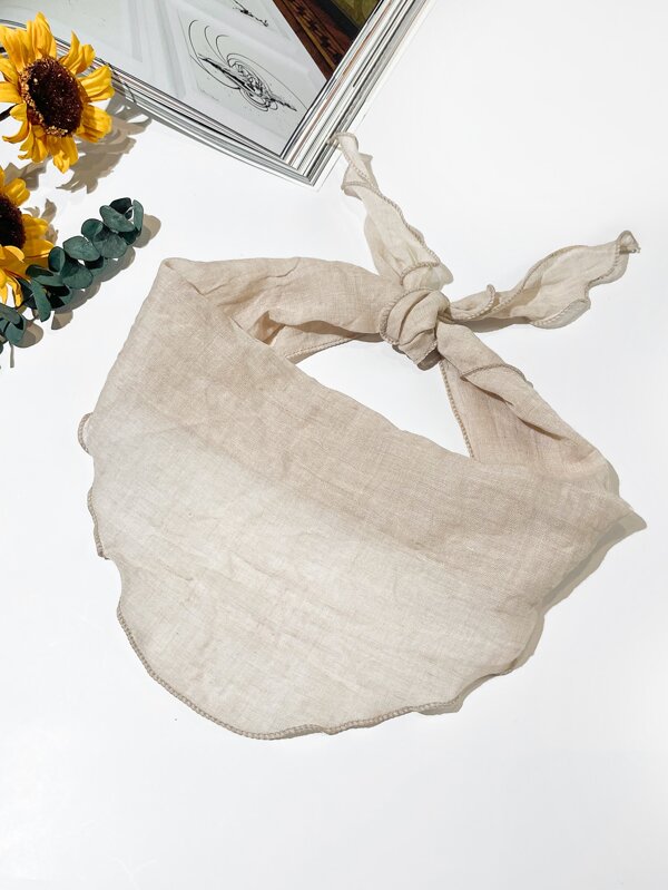 1 Peça bandana triangular casual de borda de babado lisa em cor sólida, ideal para feriados e uso casual, faixa de cabelo ou de cabeça para melhorar seu visual.