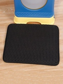 1pc Waterproof Pet Cat Litter Mat Double Layer Pet Mat, Non-slip Sand Cat Pad, Washable Bed Mat, Clean Pad - Black - View 7