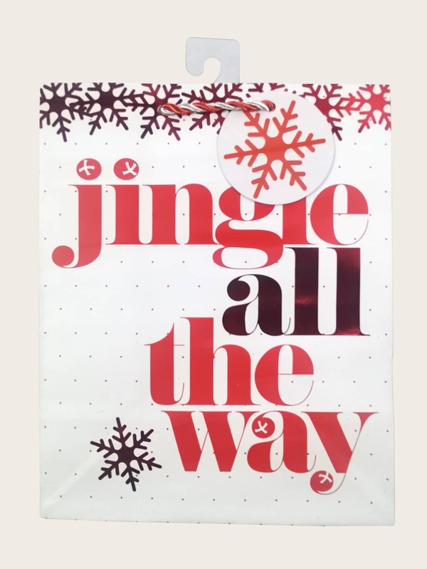 2 piezas Bolsa de regalo con estampado de Navidad de slogan