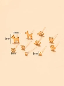 36pairs Plastic Star Heart Butterfly Women's Stud Earrings Set (Random Styles) - Yellow Gold - View 4
