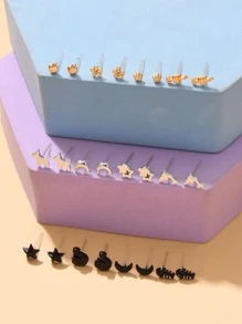 Bộ 36 đôi bông tai nữ bằng nhựa hình ngôi sao, trái tim và bướm (kiểu ngẫu nhiên) - Nhiều màu - Xem 2