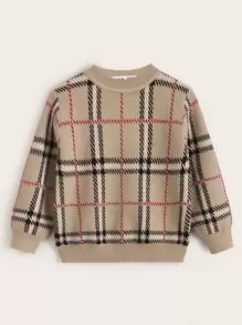 SHEIN Áo len cho bé trai tập đi Sọc ca rô Giải trí - Nhiều màu - Xem 1