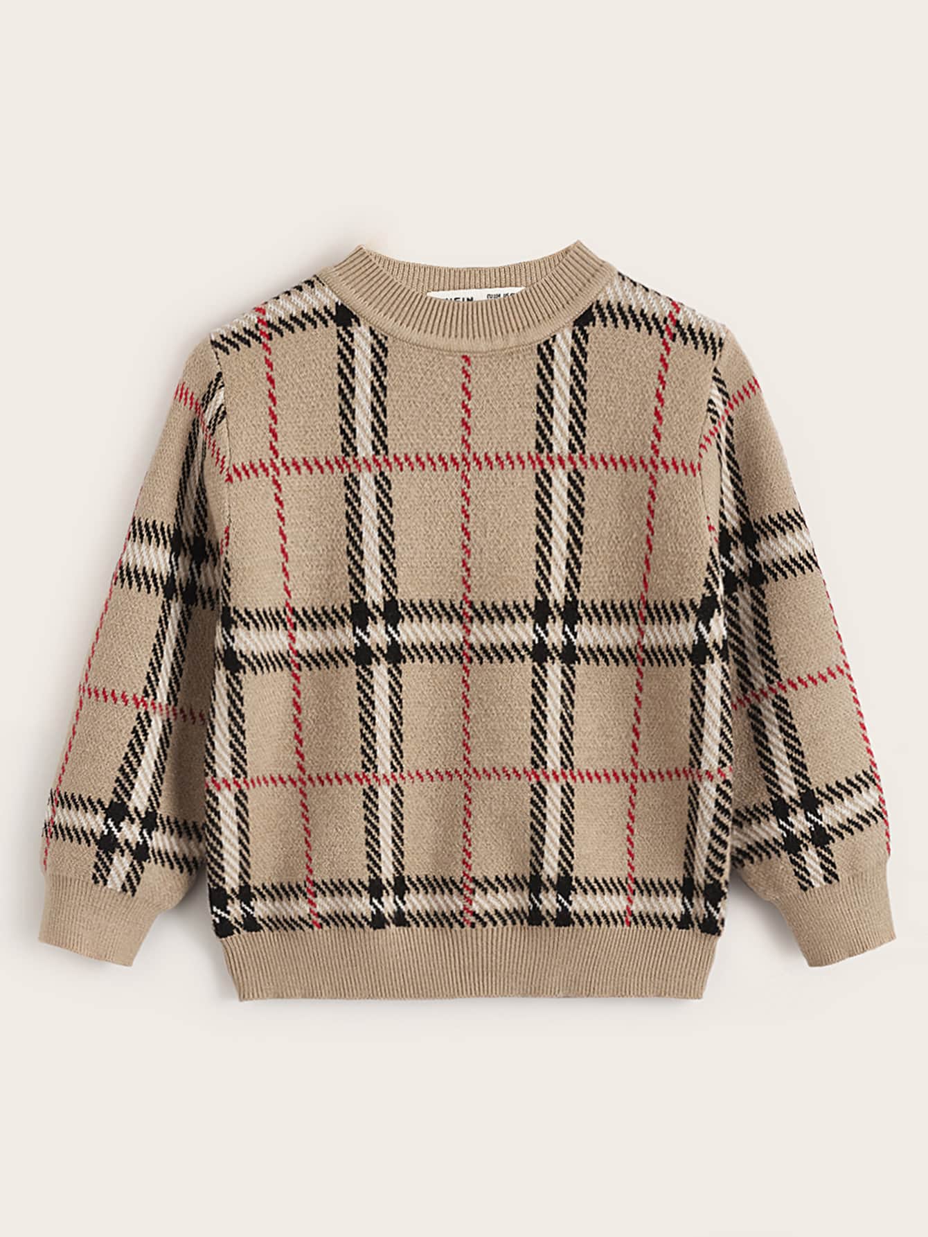 SHEIN Áo len cho bé trai tập đi Sọc ca rô Giải trí - Nhiều màu - Xem 1