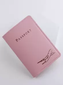 Letter Graphic Passport Case Passport Holder Passport Wallet School Supplies School Stuff for School for Student Passport Cover for Travel for Flight For Back to School Travel Accessories Passport Bag for Holiday Vacation for Women and Men Travel Essentials Passport Pouch Cruise Essentials Waterproof for Men and Women Travel Essentials Travel Accessories vacation accessories for holiday season - Pink - View 1