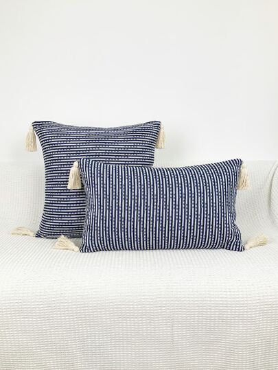 1pc Striped Tassel Cushion Cushion Cover Without Filler