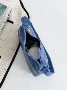 Crocodile Embossed Bag - Blue - View 6