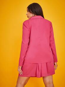 SHEIN Set blazer monocolore con bottone frontale e shorts con zampa ampia suit