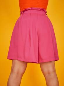 SHEIN Set blazer monocolore con bottone frontale e shorts con zampa ampia suit