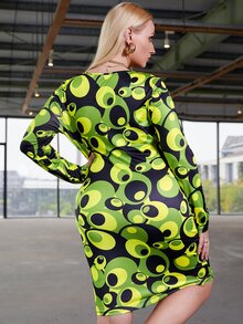 Vestido ajustado con estampado geométrico - Multicolor - Ver 2