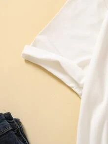 大碼1入組車和愛心圖案T恤 - 白色 - 查看 4