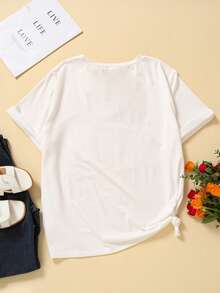 大碼1入組車和愛心圖案T恤 - 白色 - 查看 5