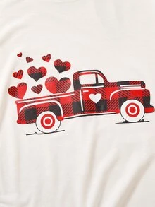 大碼1入組車和愛心圖案T恤 - 白色 - 查看 6