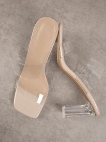 雙帶透視穆勒鞋 - 杏色 - 查看 2