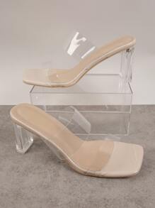 雙帶透視穆勒鞋 - 杏色 - 查看 4