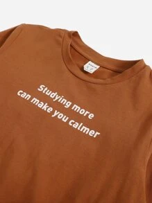 SHEIN 男童標語圖案套頭毛衣及束口褲套裝 - 彩色 - 查看 4