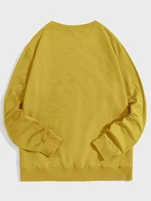 男士字母和陰陽印花運動衫 - 芥末黃 - 查看 2