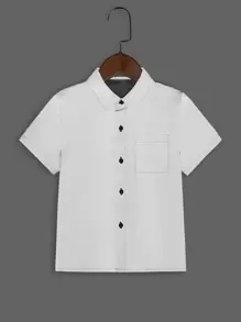 SHEIN Toddler Boys Reflective Contrast Stitch Shirt - Grey - View 1