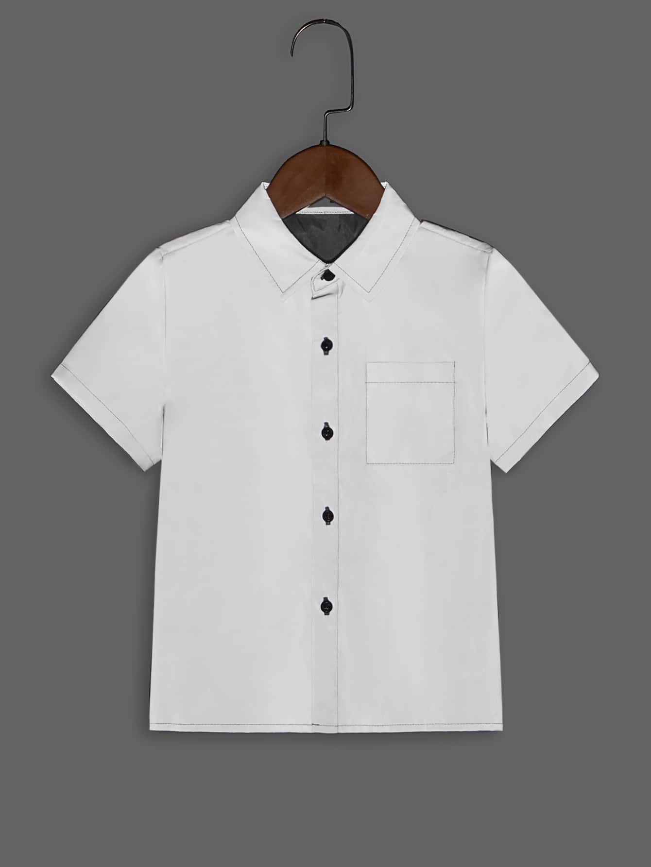 SHEIN Toddler Boys Reflective Contrast Stitch Shirt - Grey - View 1