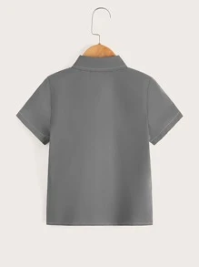 SHEIN Toddler Boys Reflective Contrast Stitch Shirt - Grey - View 2