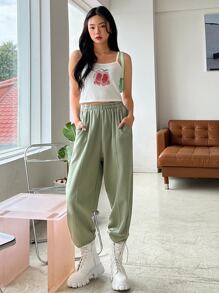 DAZY Peach And Letter Graphic Cami Top - White - View 4