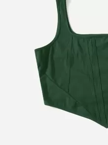 SHEIN EZwear 大碼不對稱下擺短款背心 - 墨綠色 - 查看 3