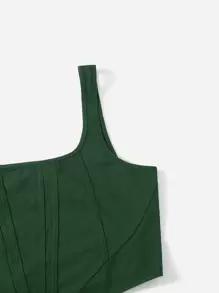 SHEIN EZwear 大碼不對稱下擺短款背心 - 墨綠色 - 查看 5