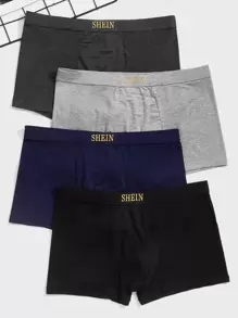 Hombres 4 piezas Calzoncillos boxer con estampado de letra - Multicolor - Ver 1