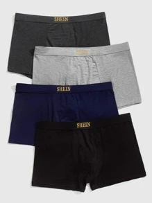 Hombres 4 piezas Calzoncillos boxer con estampado de letra - Multicolor - Ver 4