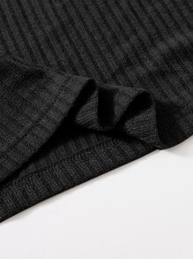 SHEIN EZwear Top tank tejido de canalé - Negro - Ver 5