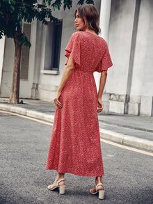 Đầm Họa tiết hoa Boho - Đỏ - Xem 2
