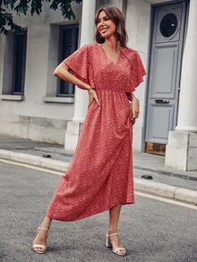 Đầm Họa tiết hoa Boho - Đỏ - Xem 4