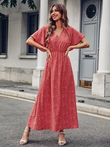 Đầm Họa tiết hoa Boho - Đỏ - Xem 5