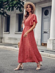 Đầm Họa tiết hoa Boho - Đỏ - Xem 8