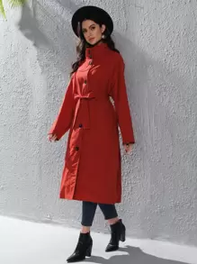 SHEIN Unity 插肩袖腰帶外套 - 紅色 - 查看 1