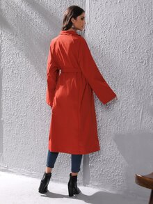 SHEIN Unity 插肩袖腰帶外套 - 紅色 - 查看 2