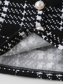 Girls Plaid Fake Button Halter Top - Black and White - View 5