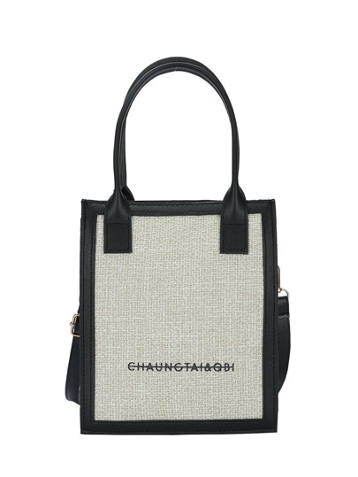 スクエアバッグ コントラストバインディング 文字詳細