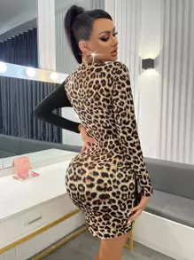 SHEIN SXY Đầm xoắn lại Báo Giải trí - Nhiều màu - Xem 2