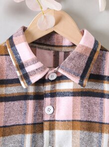 Niñitas Abrigo de cuadros con botón delantero - Multicolor - Ver 3