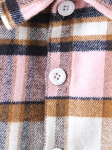 Niñitas Abrigo de cuadros con botón delantero - Multicolor - Ver 4