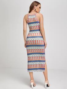 Mulvari Split Side Geo Print Dress - Multicolor - View 2