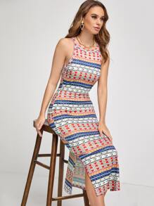 Mulvari Split Side Geo Print Dress - Multicolor - View 5